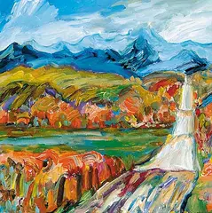 Scott Kelly, Harvest Foothills, acrylic on hard board