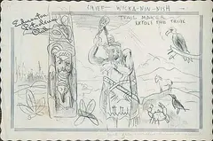 Chief Wicka-Nin-Nish Trail Maker Extols the Tribe by Arthur Lismer, charcoal on paper, sold Apr 2007