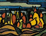 Kenneth Loveless, Untitled - Autumn Landscape, 1948, oil on wood board