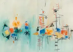 Untitled - Abstract landscape by Janet Mitchell, watercolour on paper, sold Apr 2007