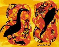 Norval Morrisseau, Untitled - Spirit Birds, 1989, acrylic on board