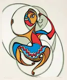 Daphne Odjig, Girl Hoop Dancer #70/75, 1977, colour silkscreen on paper