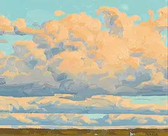 William James Parker, Orange Cloud, oil on wood board