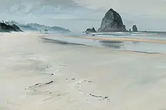 Egbert Oudendag, Haystack Rock, oil on hard board