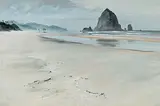 Egbert Oudendag, Haystack Rock, oil on hard board