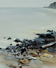 Egbert Oudendag, White Rock Beach, oil on hard board