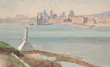 Walter J. Phillips, Untitled - Port of Montreal, 1936, watercolour on paper