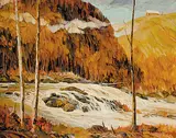 Jacques Poirier, Chutes pen St. Maurice, oil on canvas