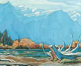 Bow River Seebe by Margaret Shelton, 1977, oil on canvas board, sold Apr 2007
