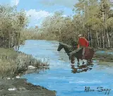 Untitled - Stop for a Drink by Allen Sapp, acrylic on canvas, sold Apr 2007