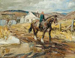 Henry John Simpkins, Off to School [Arundel, PQ], oil on canvas