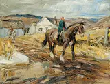 Henry John Simpkins, Off to School [Arundel, PQ], oil on canvas
