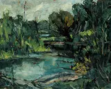 William Lewy Leroy Stevenson, Creek Near Okotoks, oil on hard board