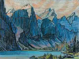 Valley of the Ten Peaks by Margaret Shelton, 1982, pastel on paper, sold Apr 2007