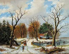 Simon Zimmerman, Untitled - The Winter Road, oil on wood board