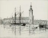 Caroline Armington, City Hall, Stockholm #trial print 3/4, 1928, etching on paper
