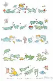 Patricia Askren, Frogs - Fish - Crocks - Green, 1993, watercolour and ink on paper
