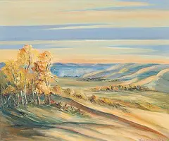 Tom Badenoch, Untitled - Qu'Appelle Autumn, 1950, oil on canvas board