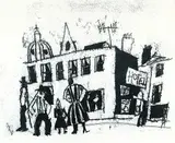 Maxwell Bennett Bates, Street Scene #14/50, 1977, lithograph on paper