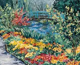 Nancy Day, Untitled - Monet's Garden, oil on wood board
