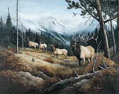 Barbara Fisher, Untitled - Herd of Elk, oil on canvas