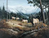 Barbara Fisher, Untitled - Herd of Elk, oil on canvas