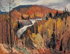 William John Hopkinson, Caster Oil Falls, near Whitney, Ontario, 1958, oil on canvas board