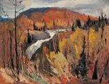 William John Hopkinson, Caster Oil Falls, near Whitney, Ontario, 1958, oil on canvas board