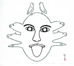 Enukee Akulukjuk, Mask #15/50, 1970, colour relief print on paper
