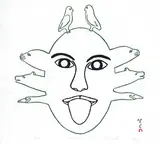 Enukee Akulukjuk, Mask #15/50, 1970, colour relief print on paper