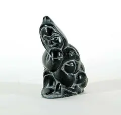 Joe Potogok, Untitled - Hunter and His Dog, 1977, grey stone sculpture