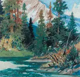 Warner R. Plangg, Untitled - Mountain Stream, pastel on paper