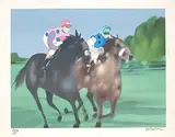 Alfred Defossez, Untitled - Horse Race #97/250, colour lithograph on paper