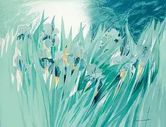 Claude Hemeret, Untitled - Irises, colour lithograph on paper