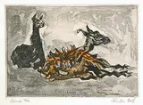Alistair Macready Bell, Llamas #14/75, 1961, two colour etching on paper