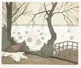 Alberta Cleland, Winter Fishing #16/75, 1959, colour etching on paper
