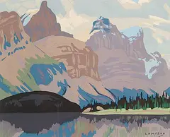 Joseph Ernest Sampson, Untitled - Mountains and Lake, colour silkscreen on paper