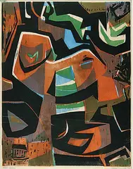 George Swinton, Forest Dreams, 1953, colour wood block on paper