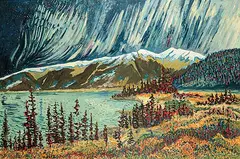 Laurel J.V. Cormack, Kluane Lake / Yukon Northern Lights, 1995, acrylic on canvas