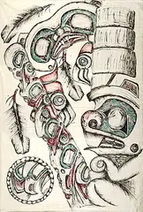 Danny M. Dennis, Untitled - Totem Motifs, 1999, mixed media on canvas