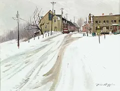 Ross Huggins, Le Route Du Roi #2, Deschambault, Que., 1974, oil on canvas