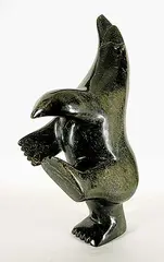 Nuna Parr, Untitled - Dancing Bear, dark green stone carving