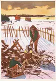 William Kurelek, Evening Chore in the Maritimes #OS III, colour lithograph on paper