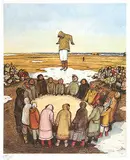 William Kurelek, Sky Tossing at Alaska Whaling Celebrations #300/300, 1975, photolithographic reproduction on paper