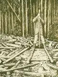 William Kurelek, Building a Cord Cradle #17/50, lithograph on paper