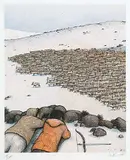 William Kurelek, Stalking Migrating Caribou #198/300, 1975, photolithographic reproduction on paper