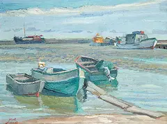 Leo Mol, Gimly's Harbour, Summer 1969, 1969, oil on wood board