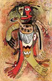 Daphne Odjig, Untitled - The Shaman, 1969, mixed media on hard board