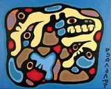 Norval Morrisseau, Untitled - Bear and Figures, 1978, acrylic on canvas