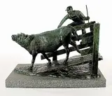 Armand J. Paquette, Untitled - Going to Market #3/10, bronze sculpture on wood plinth